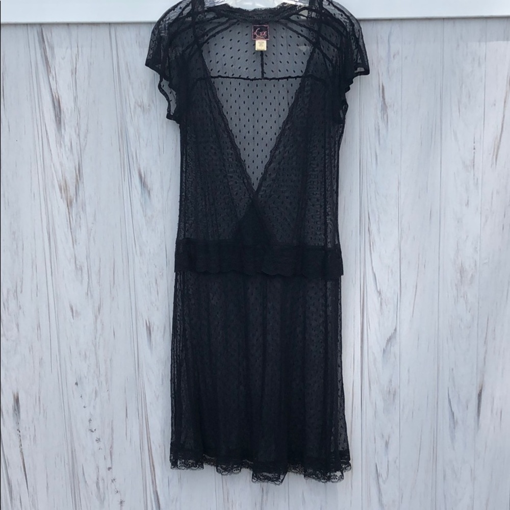 Lux black mesh lace dress